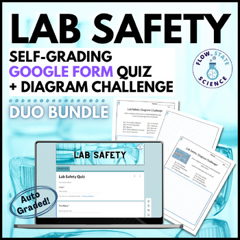 Preview of Lab Safety | Diagram Challenge Activity + Self-Grading Google Form | DUO BUNDLE