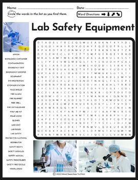 Lab Safety Equipment Word Search Puzzle by Word Searches To Print