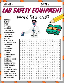 Lab Safety Equipment Word Search Puzzle Worksheets Activities | TPT
