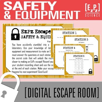 Preview of Lab Safety Escape Room Activity | Science Review Game