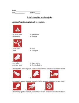 Lab Safety Formative Quiz by Maura & Derrick Neill | TpT