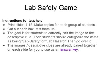 Preview of Lab Safety Game