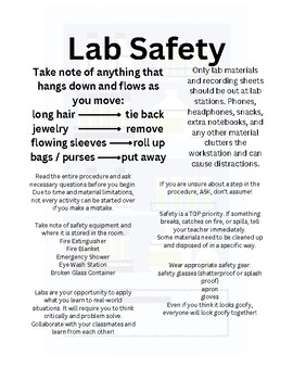 Preview of Lab Safety Handout