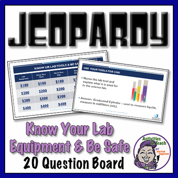 Preview of Jeopardy Game: Lab Safety & Lab Equipment in PowerPoint - 20 question game