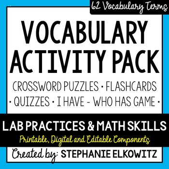 Preview of Lab Safety & Lab Tools Vocabulary Activities | Flashcards, Quizzes, Puzzle, Game
