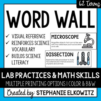 Lab Safety, Lab Tools and Measurement Word Wall | Science Vocabulary