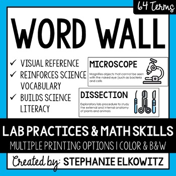 Preview of Lab Safety, Lab Tools and Measurement Word Wall | Science Vocabulary