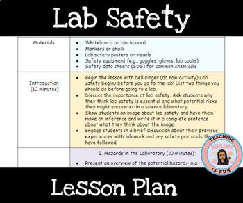 Preview of Lab Safety Lesson Plan EDITABLE Biology Lesson Plans