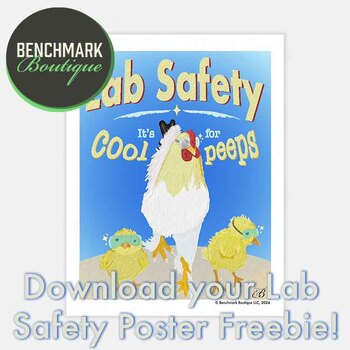 Preview of Lab Safety Poster Freebie Rooster and Chicks PDF Printable Goggles Science Lab