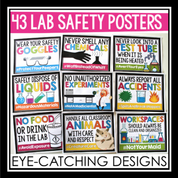 Lab Safety Posters - Bulletin Board Classroom Posters by Kesler Science