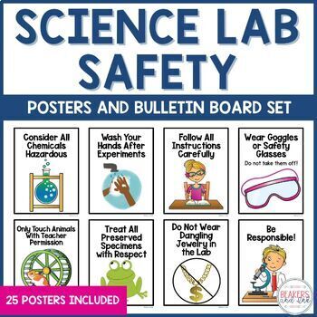 Science Lab Safety Posters & Bulletin Board Set by Beakers and Ink