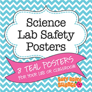 Lab Safety Posters with Turquoise Chevron Border by Surf Board Science