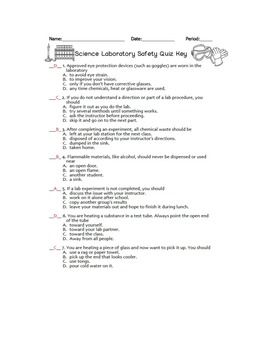 Lab Safety Quiz by Goby's Lessons | Teachers Pay Teachers