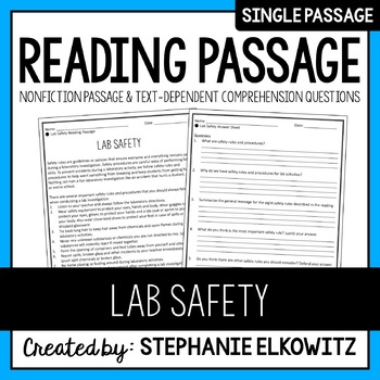 Preview of Lab Safety Reading Passage | Printable & Digital
