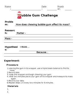 Preview of Bubble Gum Lab (mass)