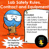 Lab Safety Rules, Contract and Equipment Worksheets
