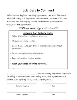 Lab Safety Rules/Contract and Lesson Plan by Michaela Hunter | TpT