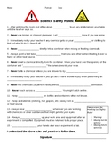 Lab Safety Rules, Contract, and Worksheet - Beginning of Y