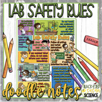 Preview of Lab Safety Rules Doodle Notes & Quiz