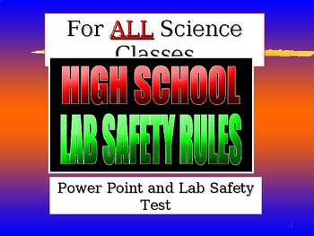 Preview of Lab Safety Rules For ALL Sciences POWERPOINT, 40 Question Test and Answer Key