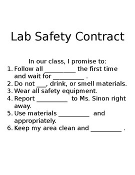 Lab Safety Rules and Contract by Science with Sinon | TPT