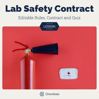 Preview of Lab Safety Science Rules editable Contract and self-grading Quiz | print digital