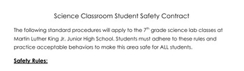 Preview of Lab Safety Student Contract