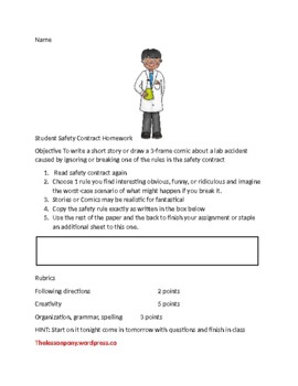 Lab Safety Student Contract by The Lesson Pony | TPT