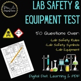 Lab Safety, Symbols, & Chemistry Equipment TEST (PDF & Dig