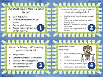 Lab Safety Task Cards **EDITABLE** by Teach in the Peach | TpT