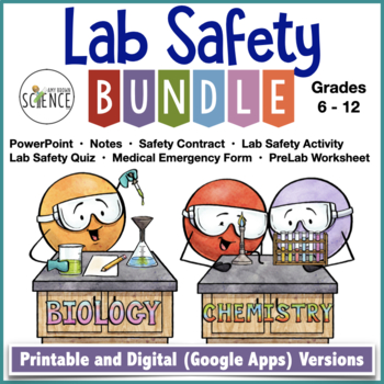 Preview of Science Lab Safety Rules Unit - Lab Safety Activity, Contract, Quiz, PowerPoint