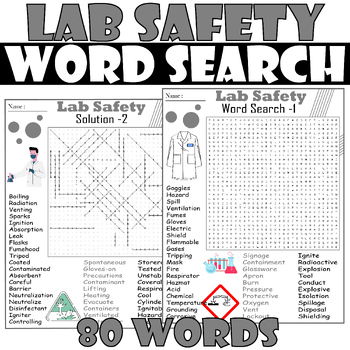 Lab Safety Word Search Puzzle , Lab Safety Word Search WorkSheet