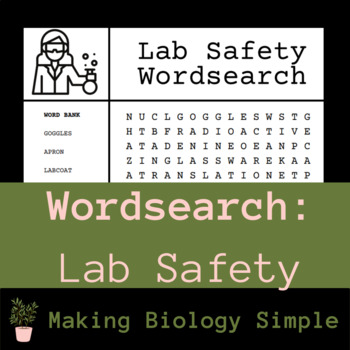 Lab Safety Wordsearch by Making Biology Simple | TPT