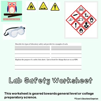 Lab Safety Worksheet by Elf Owl Education | TPT