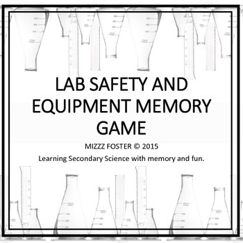 Preview of Lab Safety & Equipment Memory Concentration Matching Game Classic B&W version
