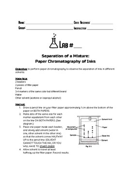 Preview of Lab: Separation of a Mixture - Paper Chromatography of Inks