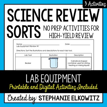Preview of Lab Tools Review Sort | Printable, Digital & Easel