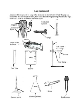 Lab equipment worksheet by Grade 9 Biology resources | TpT