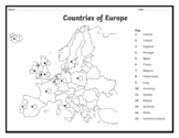 Label 15 European countries activity sheet - with answers