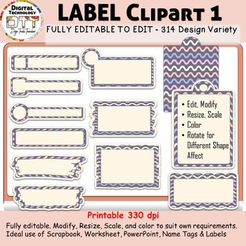Preview of Label Clipart 1, Name Tag Clipart, Text Holder Clipart, Clipart Frames, Teacher