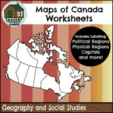 Political and Physical Map of Canada for Students to Label