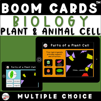 Preview of Label The Plant & Animal Cell Biology Mystery Picture Digital Boom Cards™