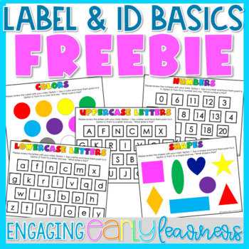 Preview of Label and Identify Basic Letters, Shapes and Colors FREEBIE