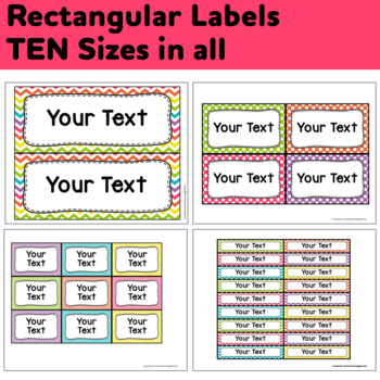 Editable Labels and Sign Templates in Colorful Dots, Chevron & Stripes