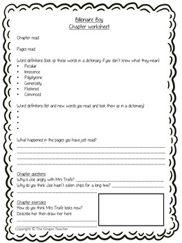 Label and Use Diagrams Lesson – Billionaire Boy by The Ginger Teacher
