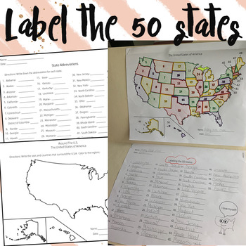 Preview of Label the 50 States Worksheets