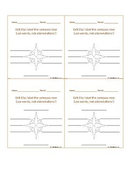 Preview of Label the Compass Rose (exit slip or mini quiz)