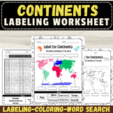Label the Continents:Geography September Activities & Labe