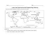Label the Continents and Oceans Map Activity