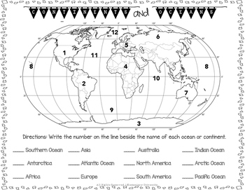 Free Printable Continents And Oceans Worksheet Label The Continents And Oceans Social Studies Sol 3.5 By Elementary  University
